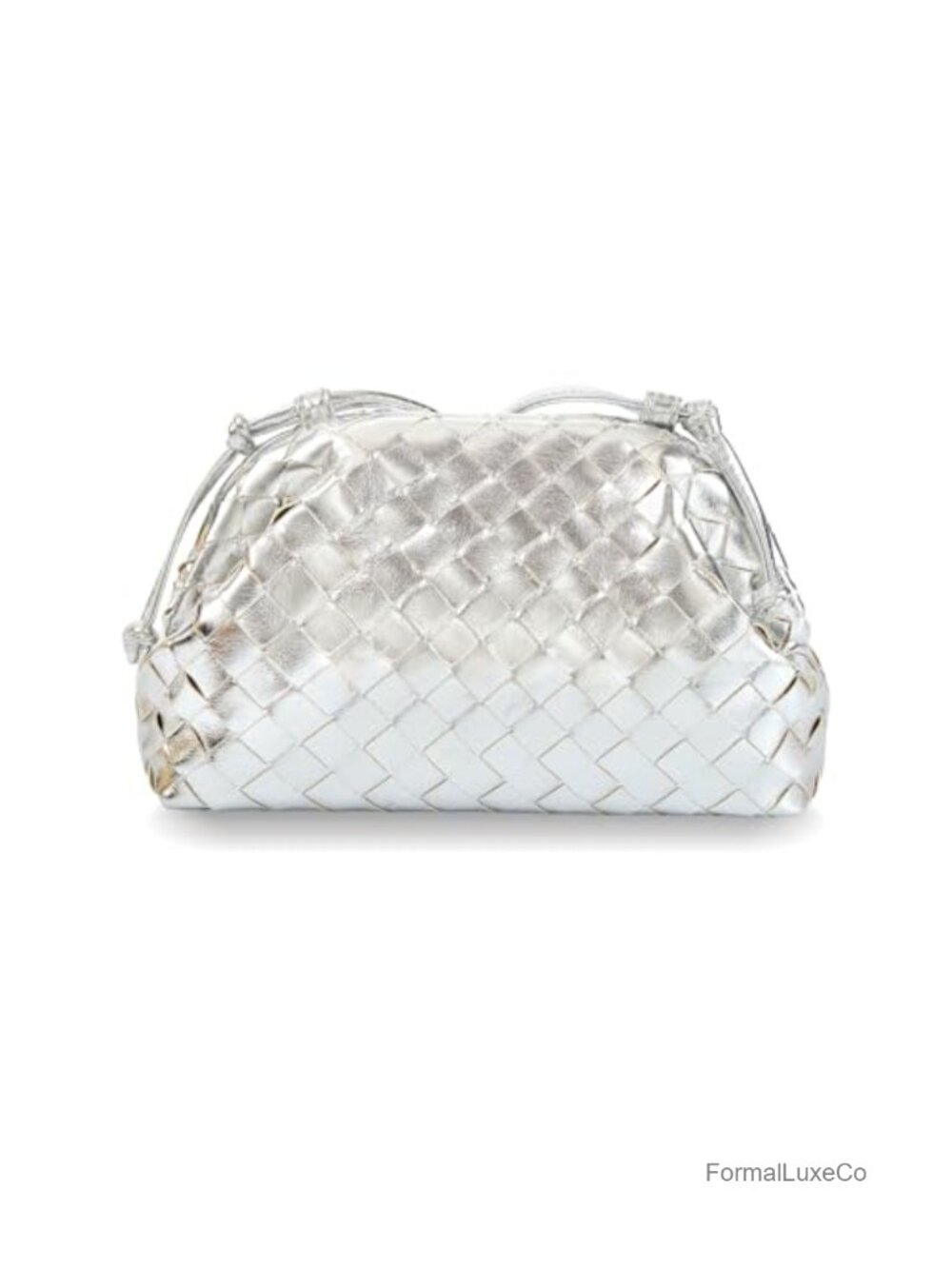 Woven Pleated Vegan Leather Evening Clutch Purse